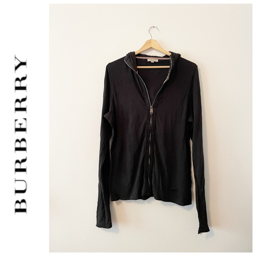 Burberry London long sleeve cardigan with zipper and hoodie